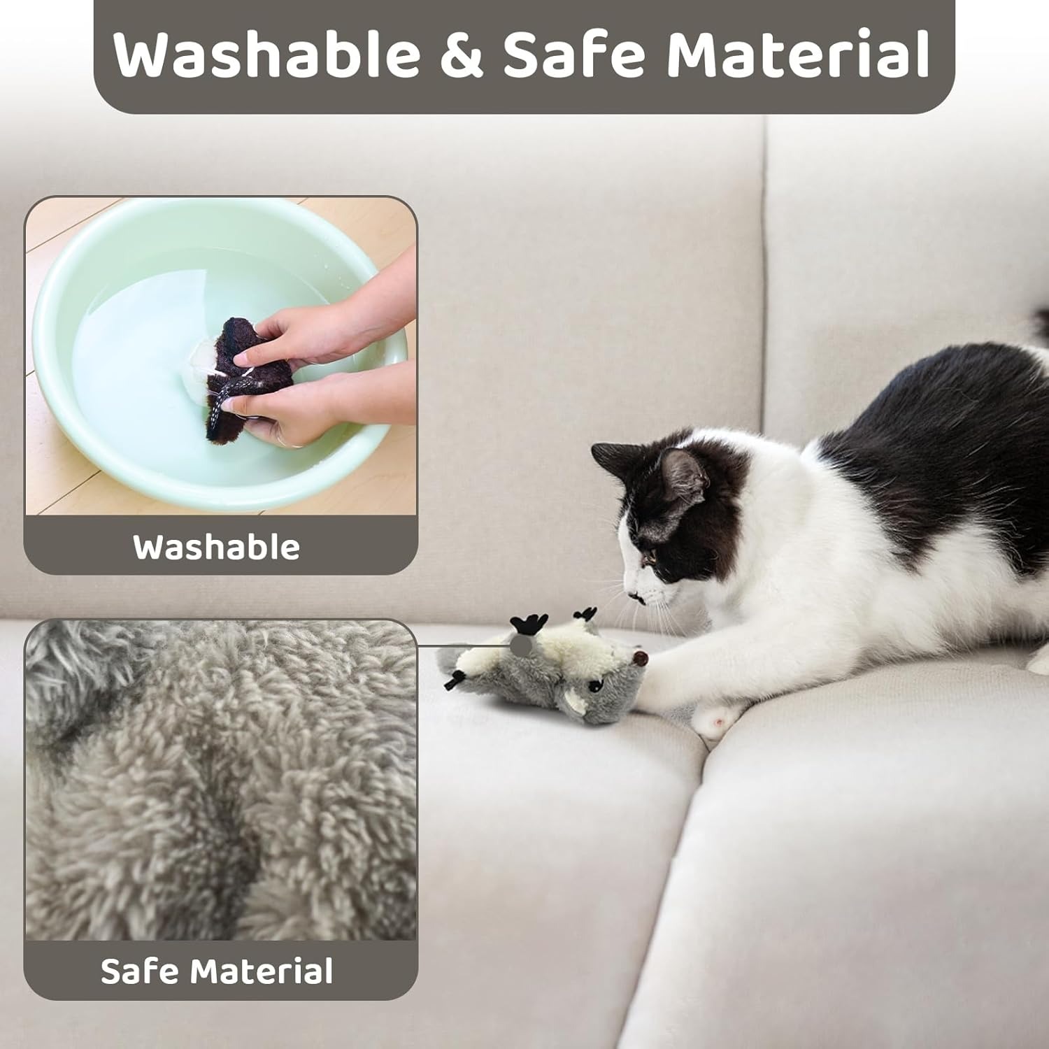 Pet Toys Cat Catnip Toys Flapping Squirrel, Rechargeable Touch Activated Kitten Toys, Lifelike Interactive Cats Toy Indoor - Image 7