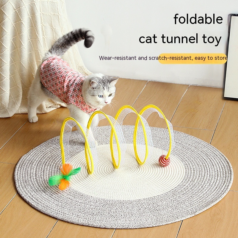 Folded Cat Tunnel S Type Cats Tunnel Spring Toy Mouse Tunnel Cat Outdoor Cat Toys For Kitten Interactive Cat Supplies - Image 3