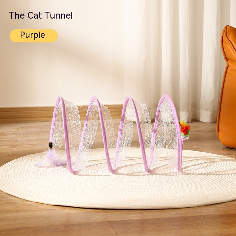 Folded Cat Tunnel S Type Cats Tunnel Spring Toy Mouse Tunnel Cat Outdoor Cat Toys For Kitten Interactive Cat Supplies - Image 5