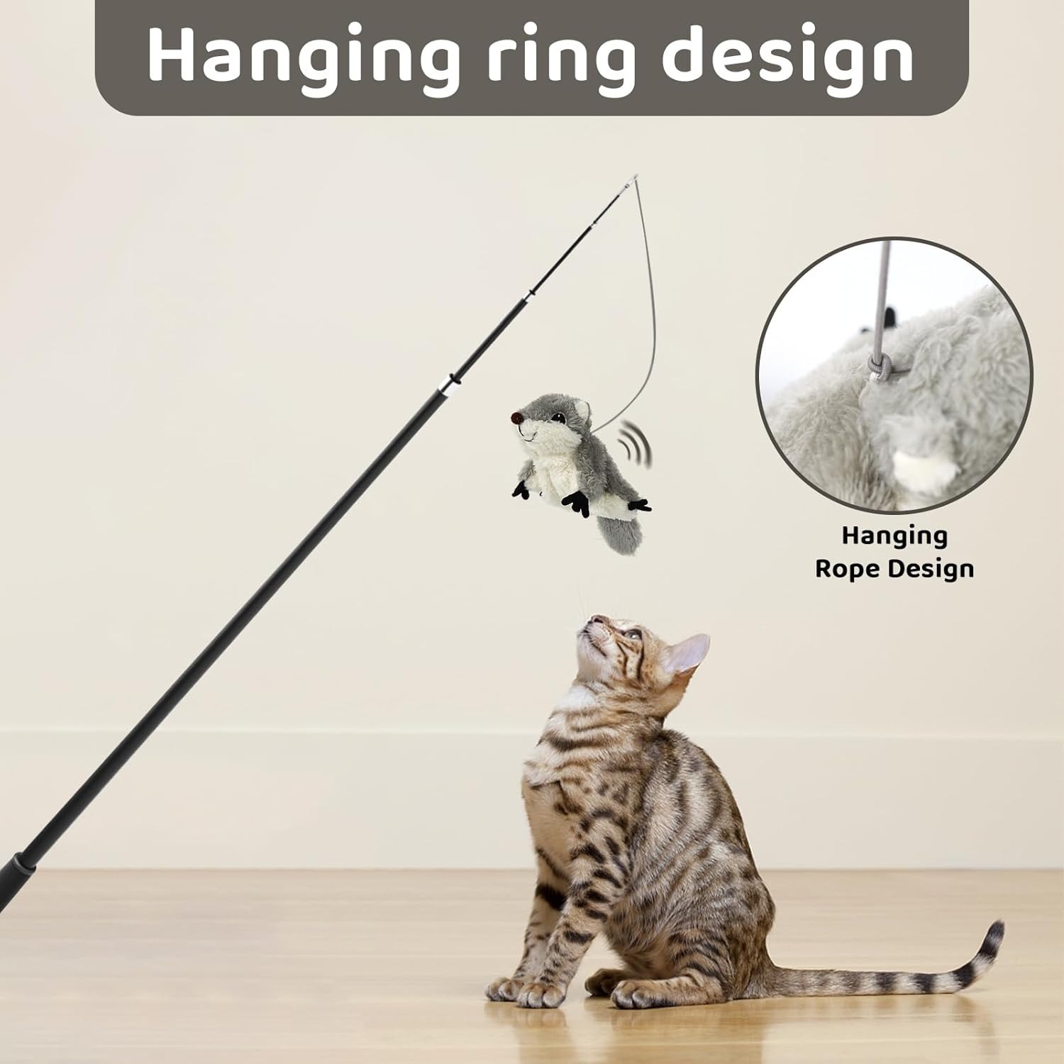 Pet Toys Cat Catnip Toys Flapping Squirrel, Rechargeable Touch Activated Kitten Toys, Lifelike Interactive Cats Toy Indoor - Image 5