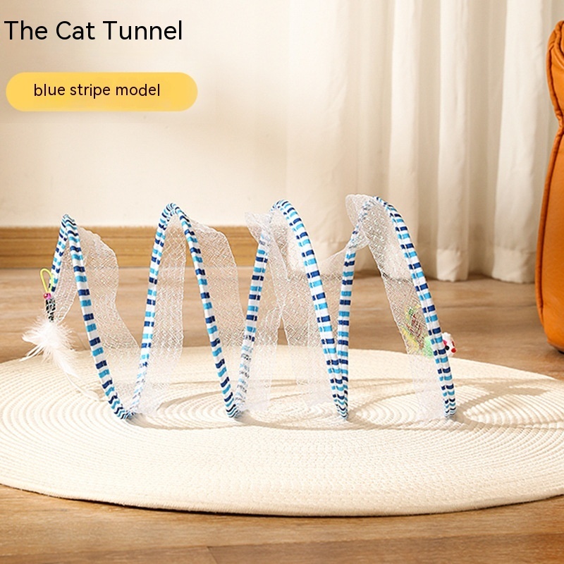 Folded Cat Tunnel S Type Cats Tunnel Spring Toy Mouse Tunnel Cat Outdoor Cat Toys For Kitten Interactive Cat Supplies - Image 2