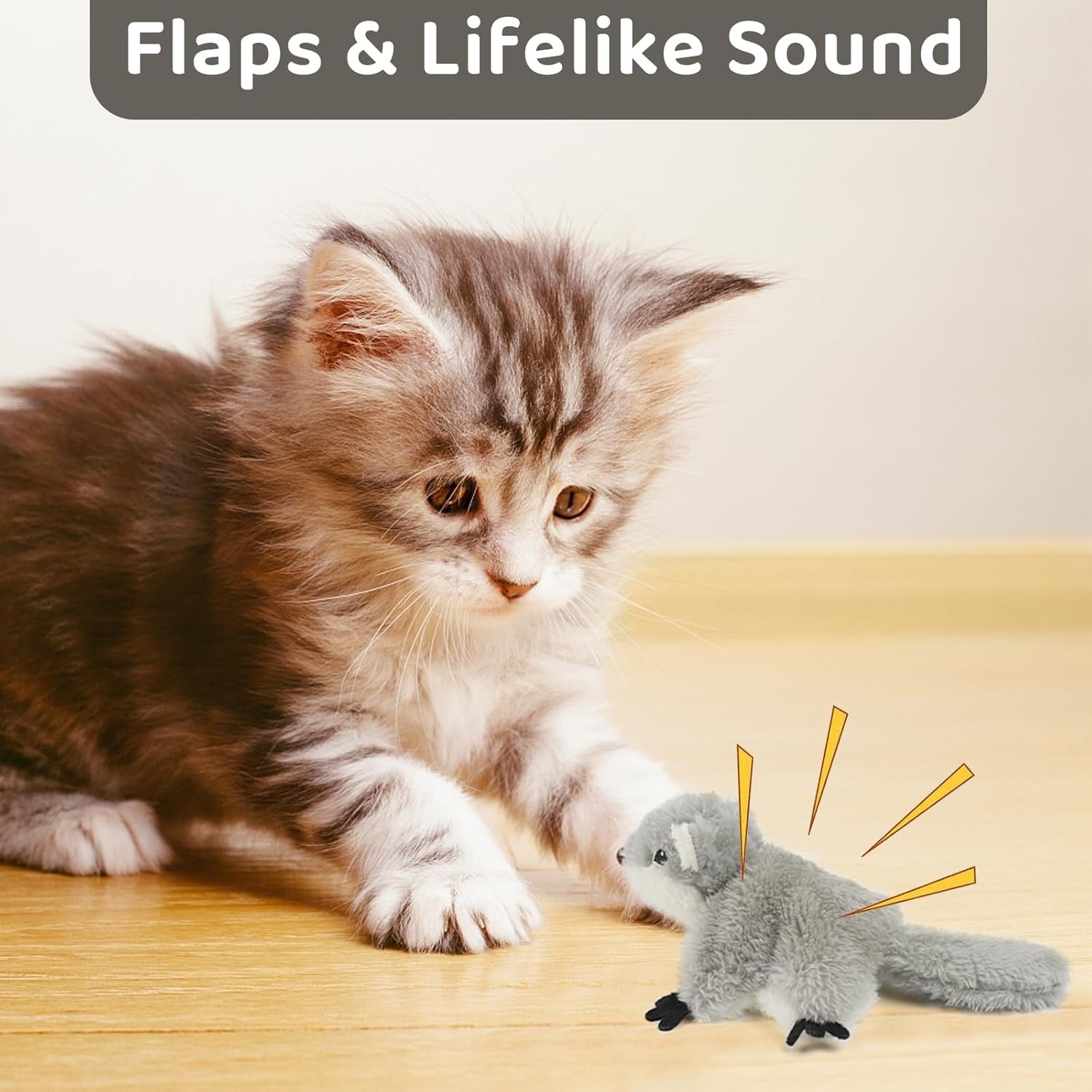 Pet Toys Cat Catnip Toys Flapping Squirrel, Rechargeable Touch Activated Kitten Toys, Lifelike Interactive Cats Toy Indoor - Image 6